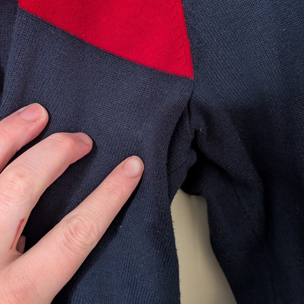 Tommy Hilfiger Navy Blue Sweater With Logo Across Chest - Picture 4 of 7